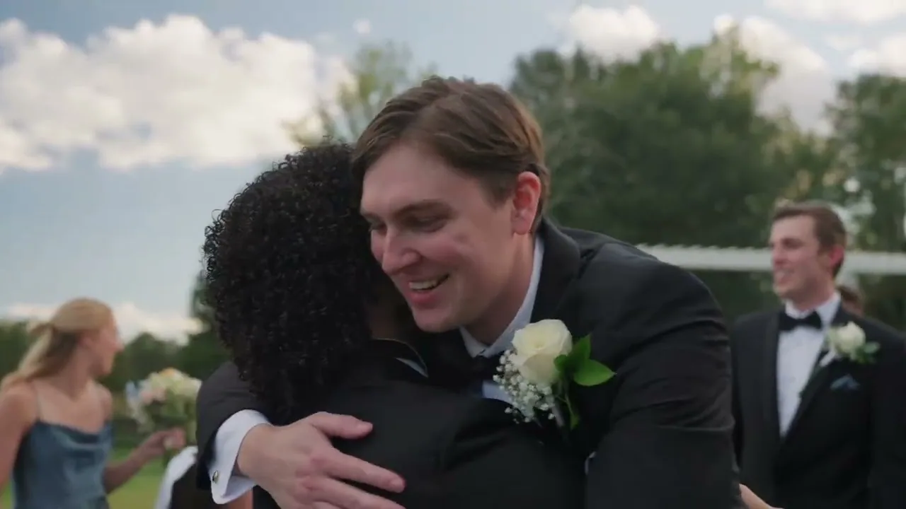 Frame from a romantic Tallahassee wedding film by Tally Weddings